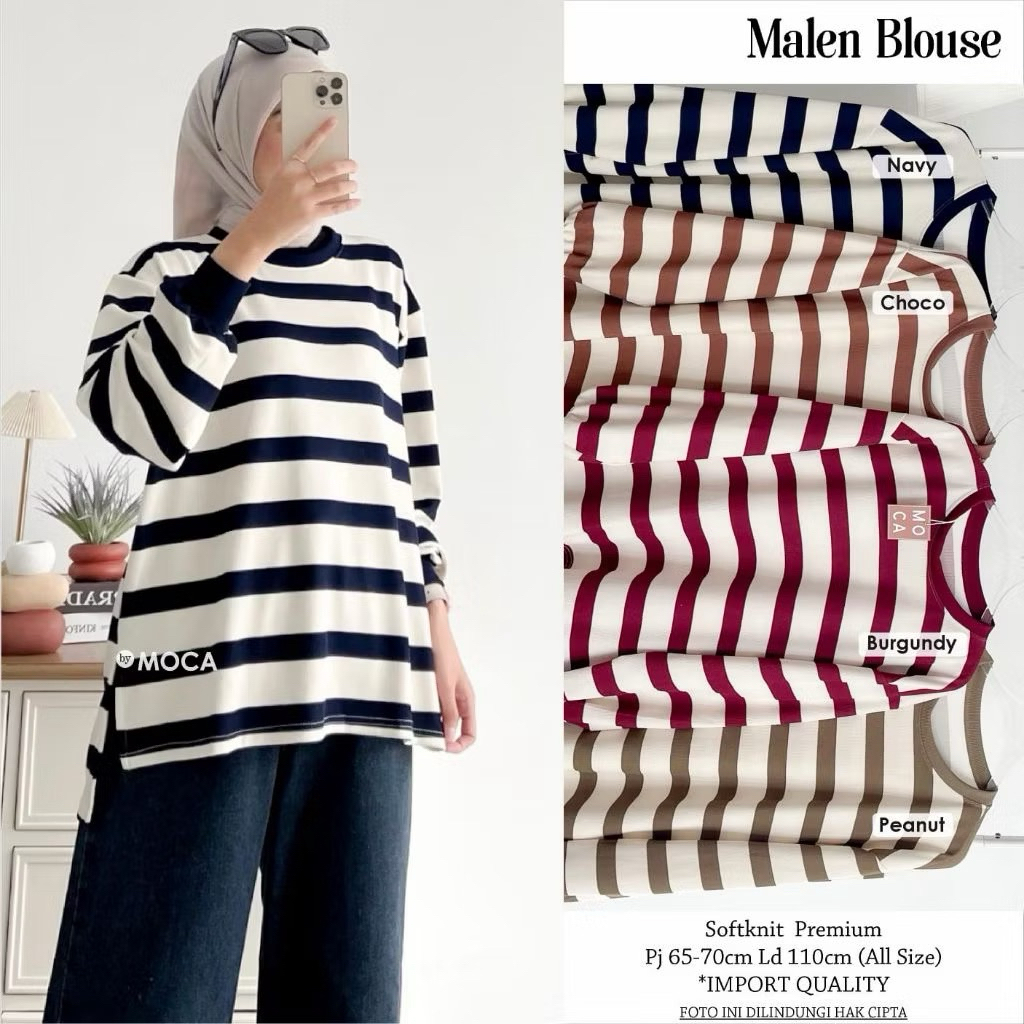 atasan wanita kaos knit salur oversize kaos knit wanita kaos salur wanita