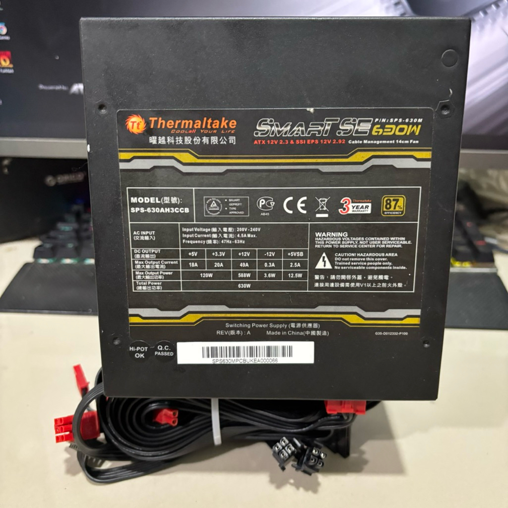 PSU GAMING THERMALTAKE SMART SE 630W 87% EFFICIENCY MODULAR