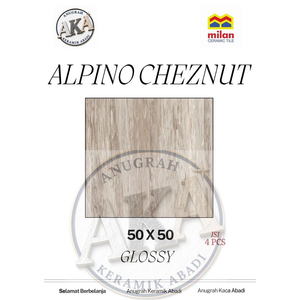 Keramik Lantai / Milan / Alpino Cheznut / Glossy / Kw3 / 60x60