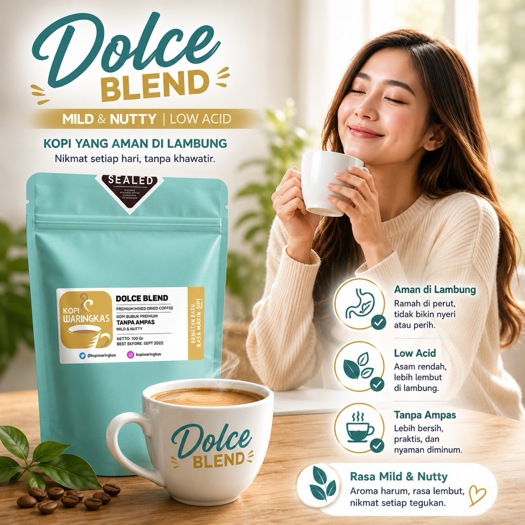 READY Kopi Waringkas DOLCE BLEND - Premium Instant TANPA AMPAS
