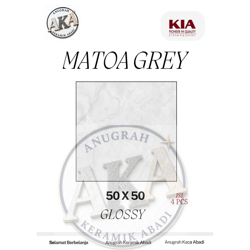 Keramik Lantai / KIA / Matoa Grey / Glossy / 50x50