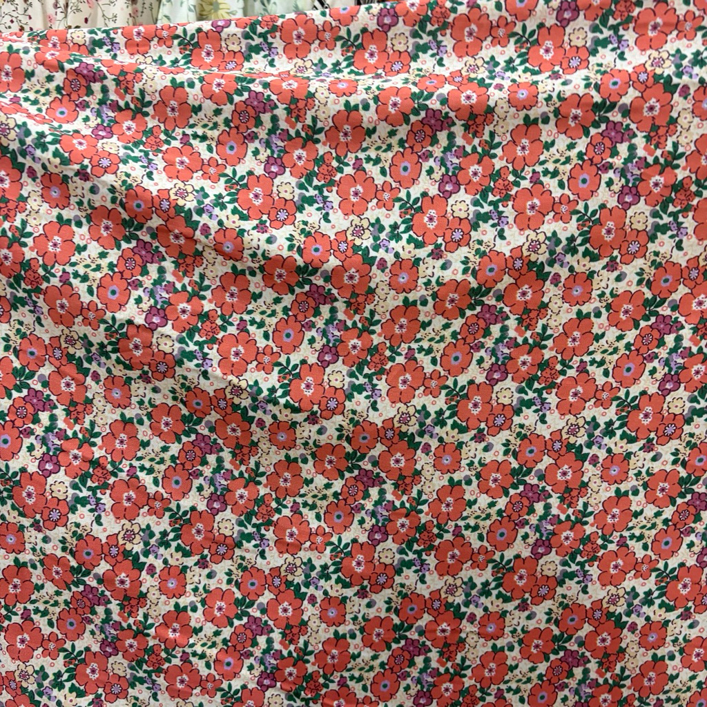 kain katun rayon viscose motif bunga kain rayon viscose motif bunga kecil (0.5metee)