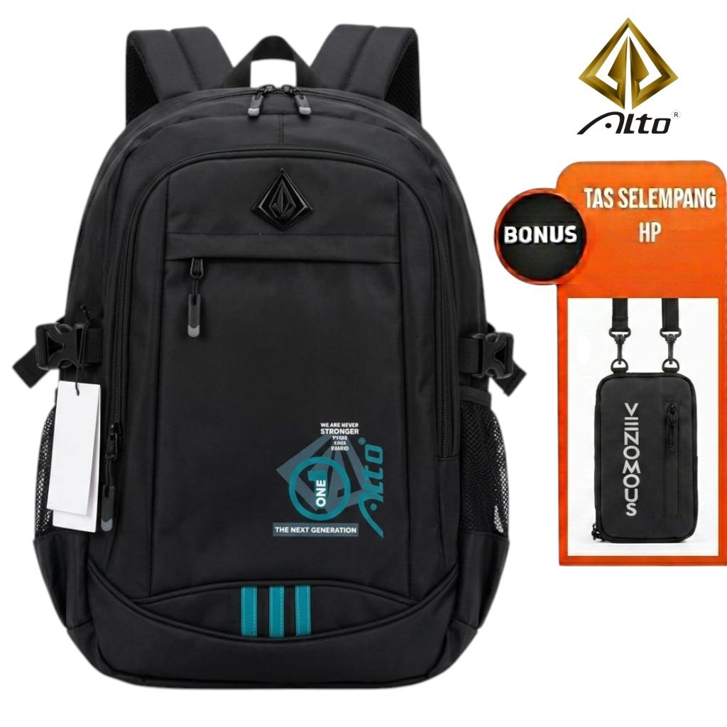 Tas Ransel Pria Alto Original Bonus Tas Selempang Hp Backpack Sekolah Kuliah Kerja