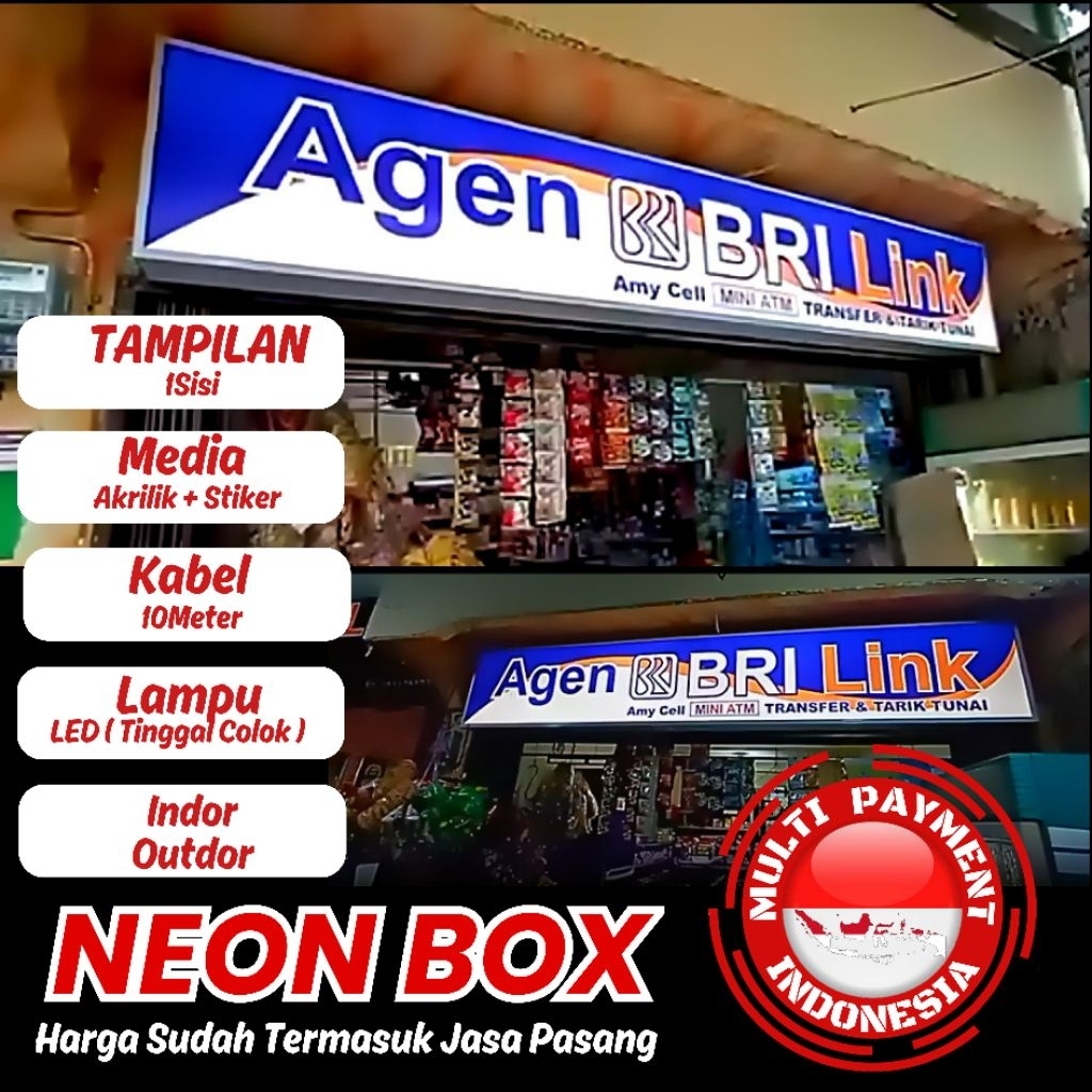 NEON BOX 1SISI AKRILIK + PASANG