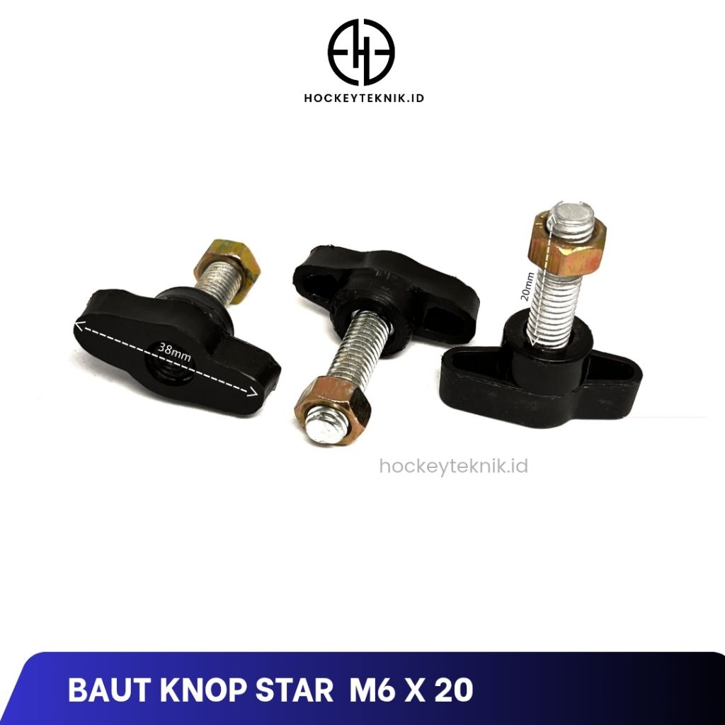 M6 BAUT KNOP STAR / KNOB BINTANG M6 TEBAL / BAUT LIGH STAND/BAUT KUNCIAN TRIPOD INBEX/ KNOP BAUT M6 
