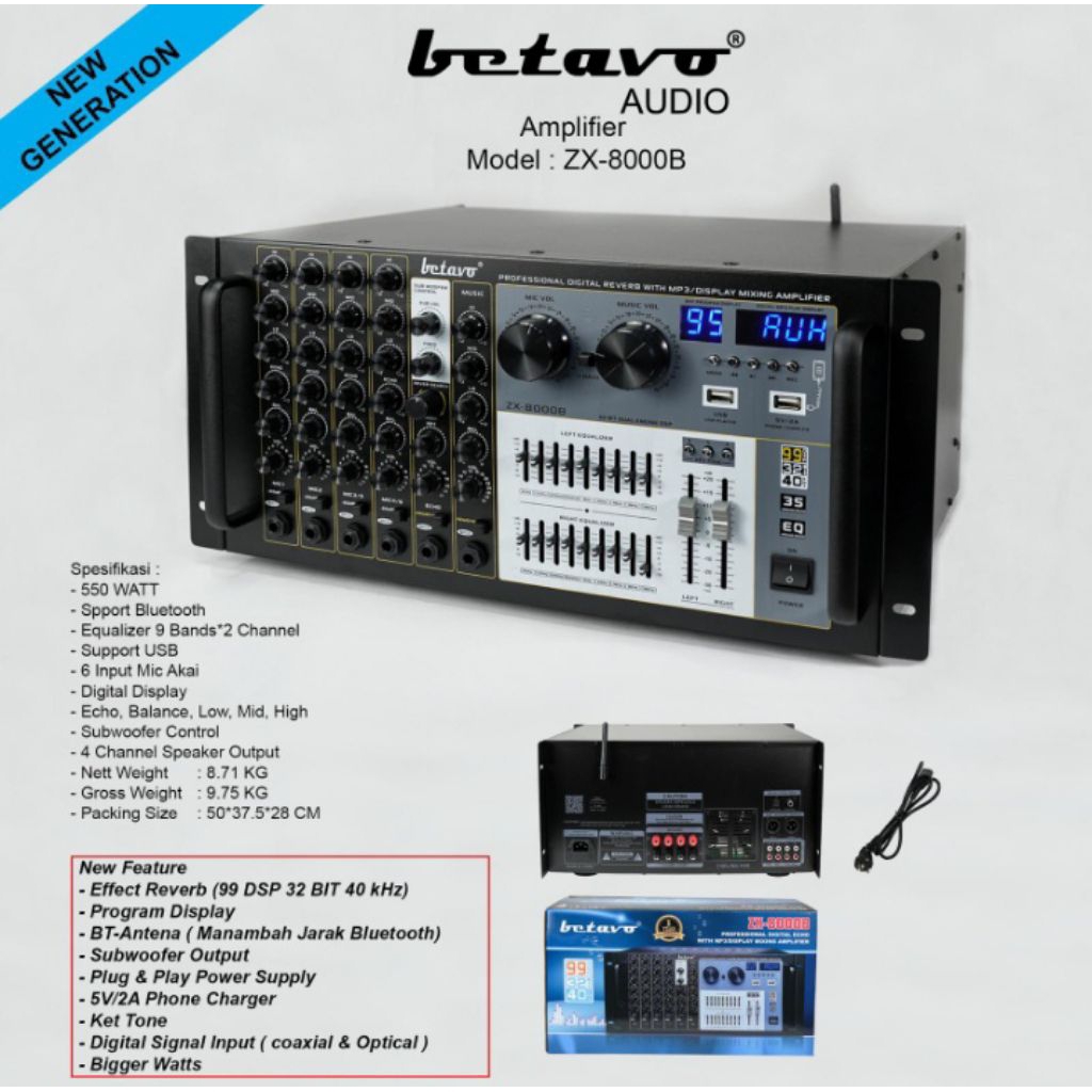 Amplifier Karaoke Betavo ZX 8000B ZX 8000 B New Original