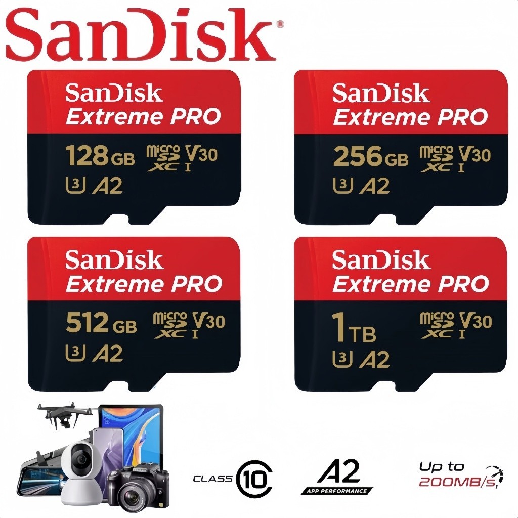 SanDisk Memory Card Micro SD Untuk Kamera CCTV Extreme PRO memory card hp 32/64/128/256/512gb 1TB/2T