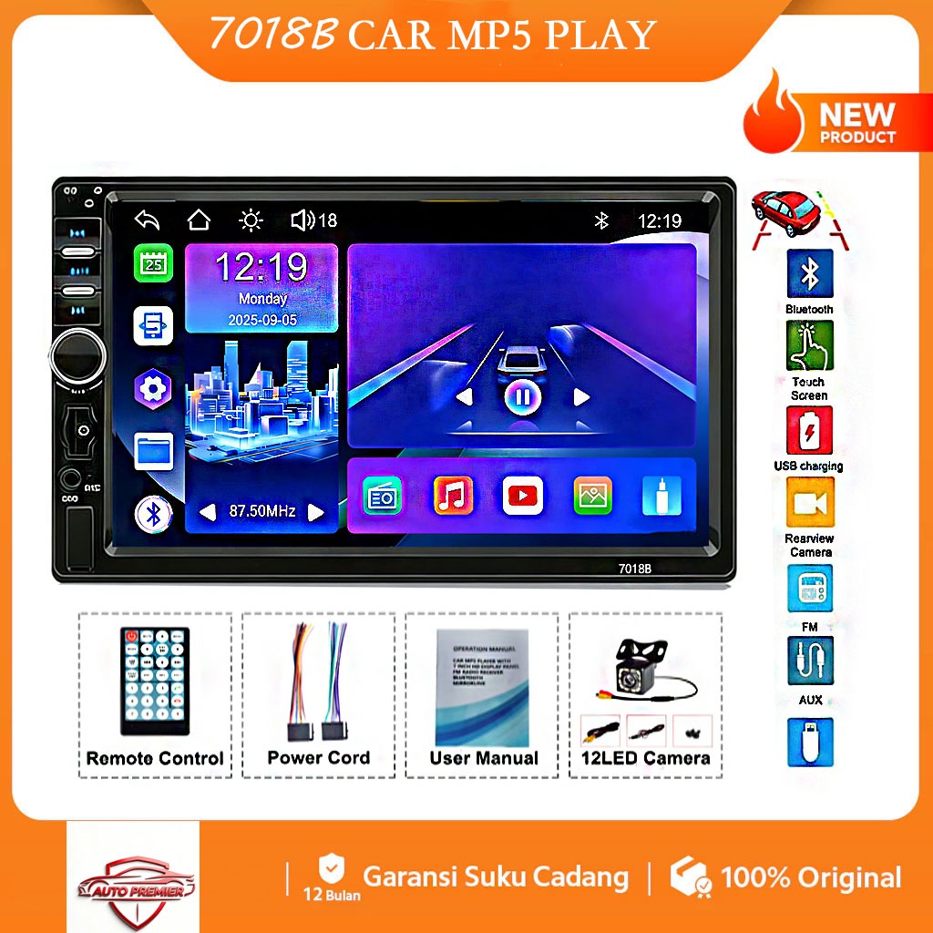 7018 7012 7010B 7 Inch Car MP5 Player, Bluetooth MP4/MP5 All-in-One Car Multimedia Player with Rear 
