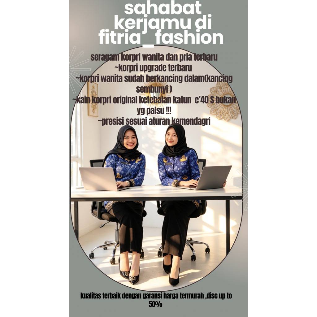 size jumbo Seragam Batik Korpri kancing dalam wanita dan pria/Batik Korpri(KORPRI TERBARU )