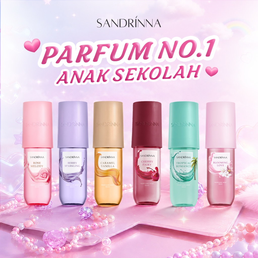 Sandrinna Perfume Mist 90 ml - Berry Sparkling / Rose Melody / Caramel Vanilla - Keharuman Romantis 