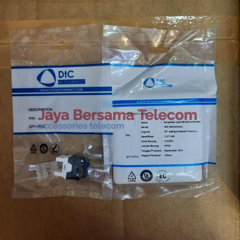 DTC Netconnet Modular Cat.6+Faceplate 1 Lobang/Outlet Data Cat.6 1Hole Lengkap Modular DTC Netconnet