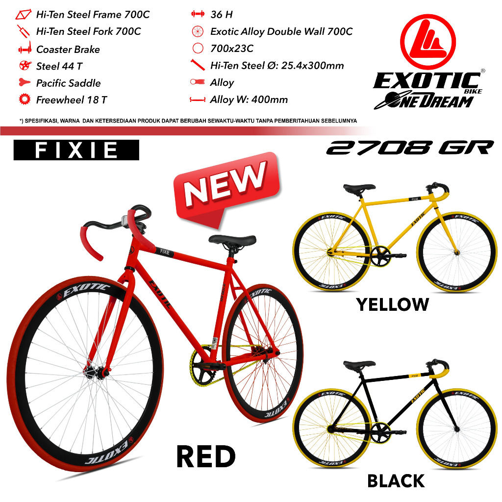 Pacific Sepeda Fixie Exotic ET-2708 GR - Original By Exotic - New Produk