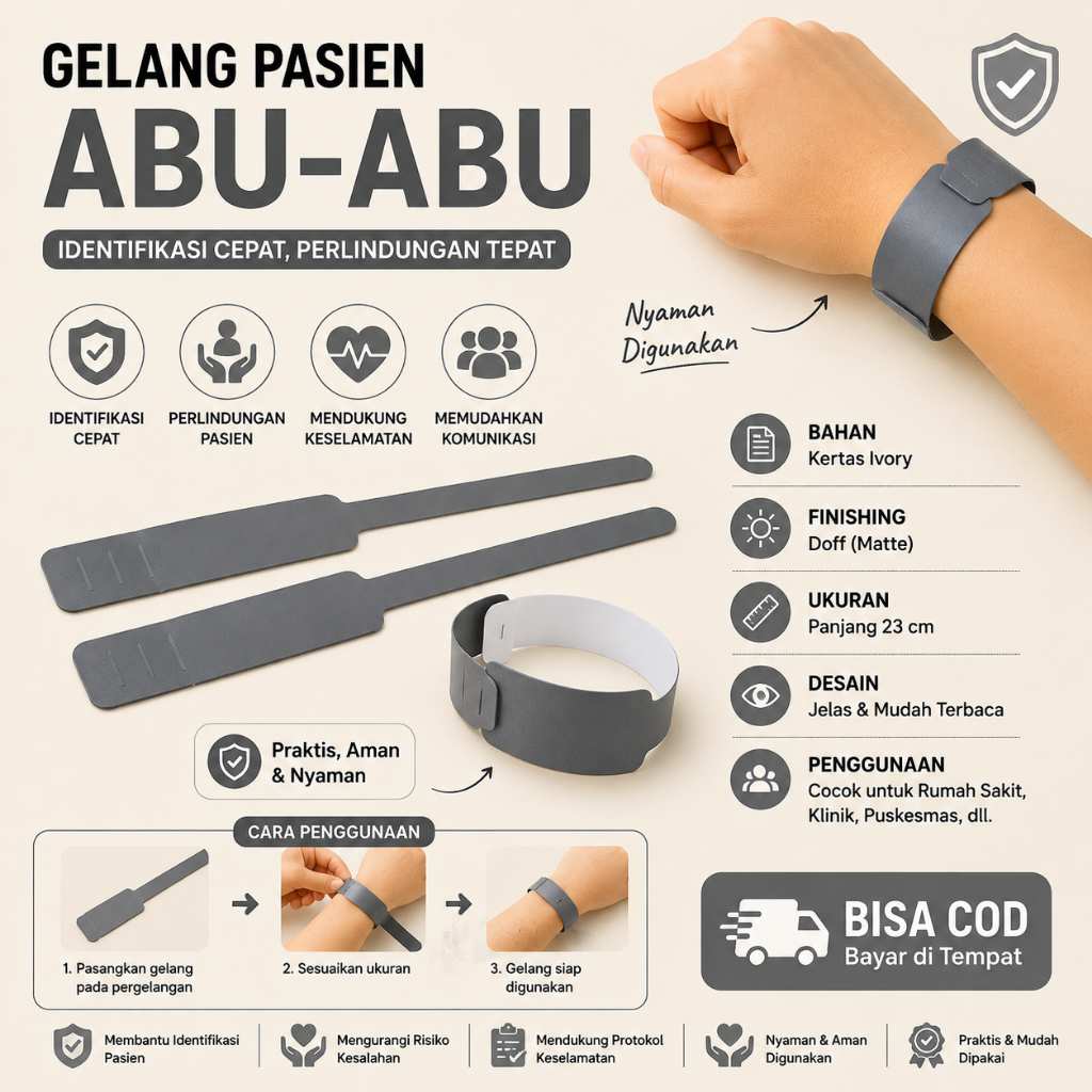 Gelang Pasien Dewasa Polos - Gelang Identitas Pasien - Gelang Pasien Hitam