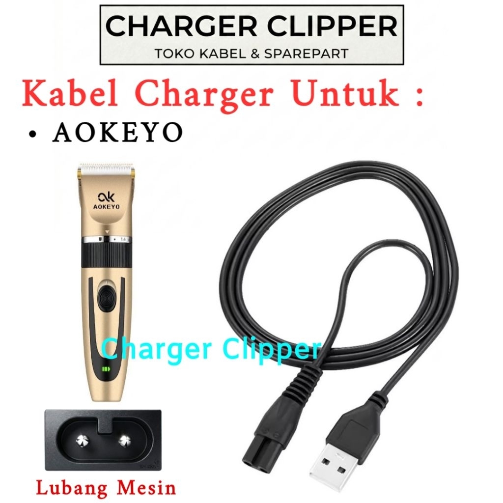 Kabel Charger AOKEYO Pengisi Daya Mesin Cukur Hewan Charger Clipper #D