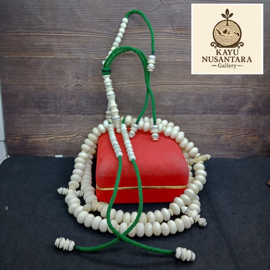 Tasbih tijani tulang original full benang rajut Ab25