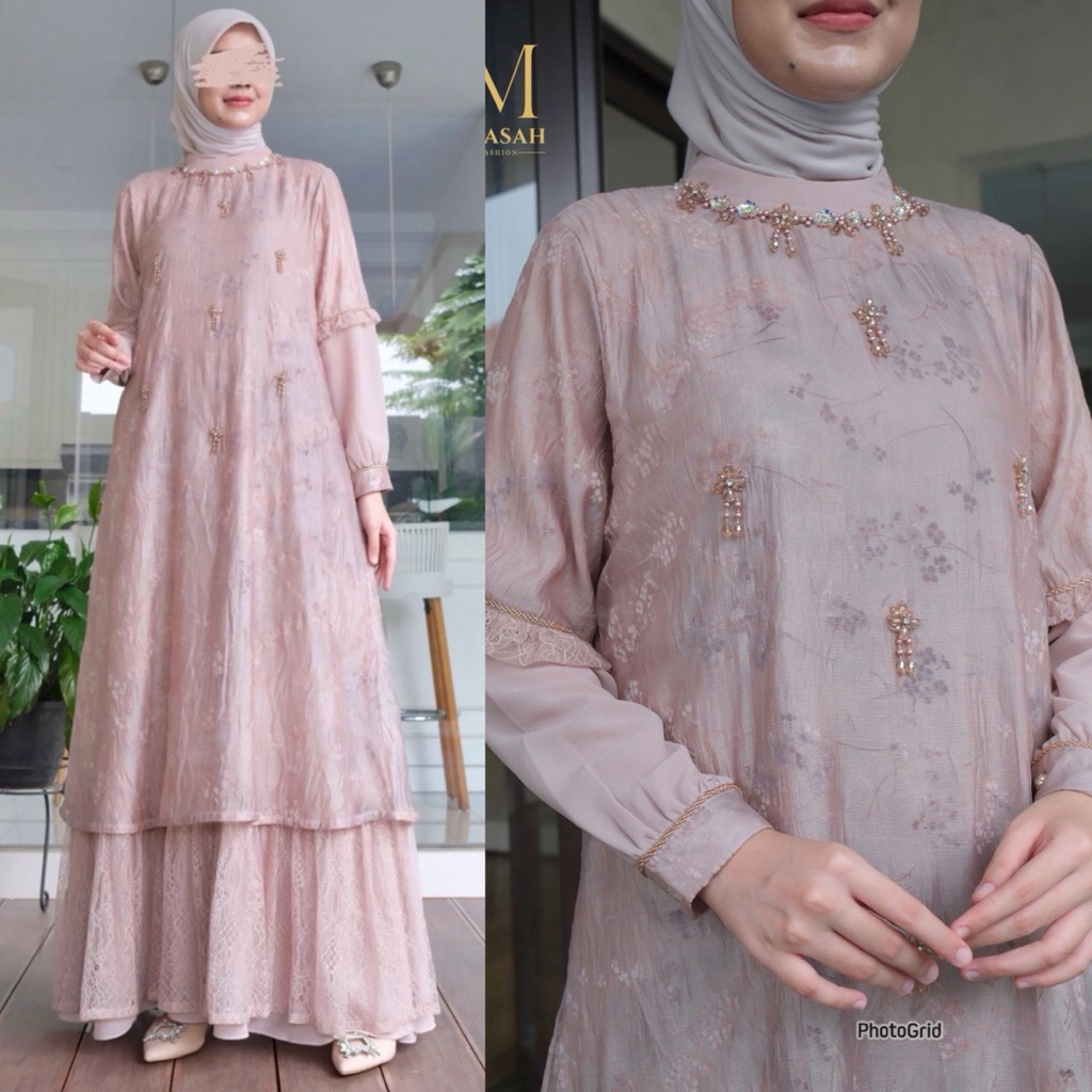 HAMASAAH DRESS BY ERRA.id/gamis pesta mewah/tencel paper silk payet