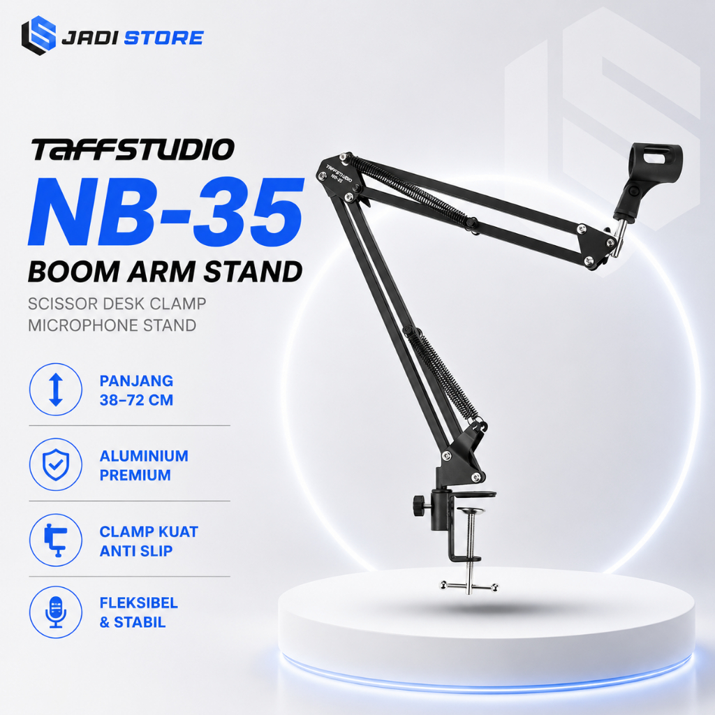 TaffSTUDIO Boom Arm Stand Suspensi Mikrofon Scissor Desk Clamp - NB-35 Stand Mikrofon Meja Profesion