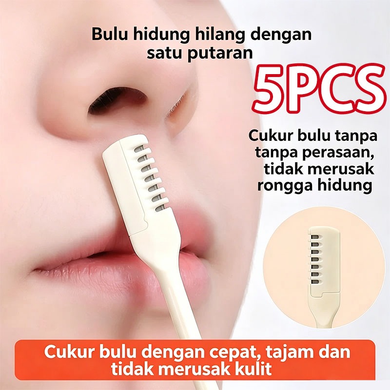 5PCS  Alat pemangkas bulu hidung ini memiliki desain kepala bulat, sehingga aman dan tidak berbahaya