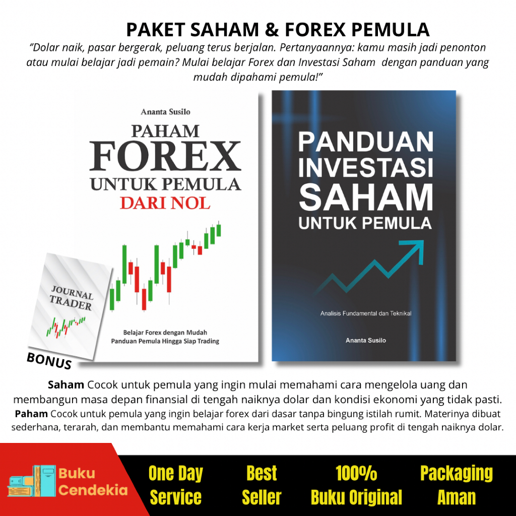 Yash Media - Paket 2 Buku Forex Saham (Paham Forex Untuk Pemula + Panduan Investasi Saham) - Origina