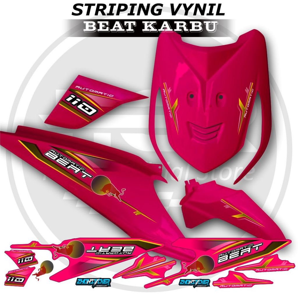 STRIPING VARIASI STICKER BEAT CARBU OLD LIST MOTIF CODE REDBULL002