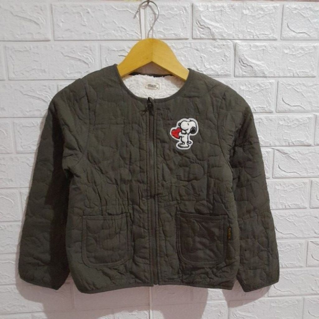Jacket winter serpa anak PEANUTS army size 140/LD 80 P 48