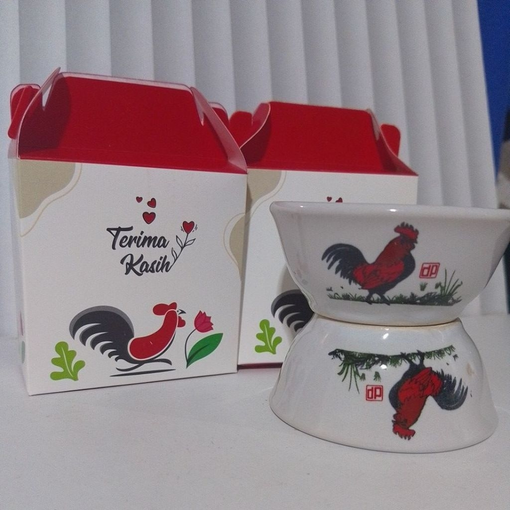 50 PCS MANGKOK KERAMIK JAGO MINI KEMAS BOX SOUVENIR
