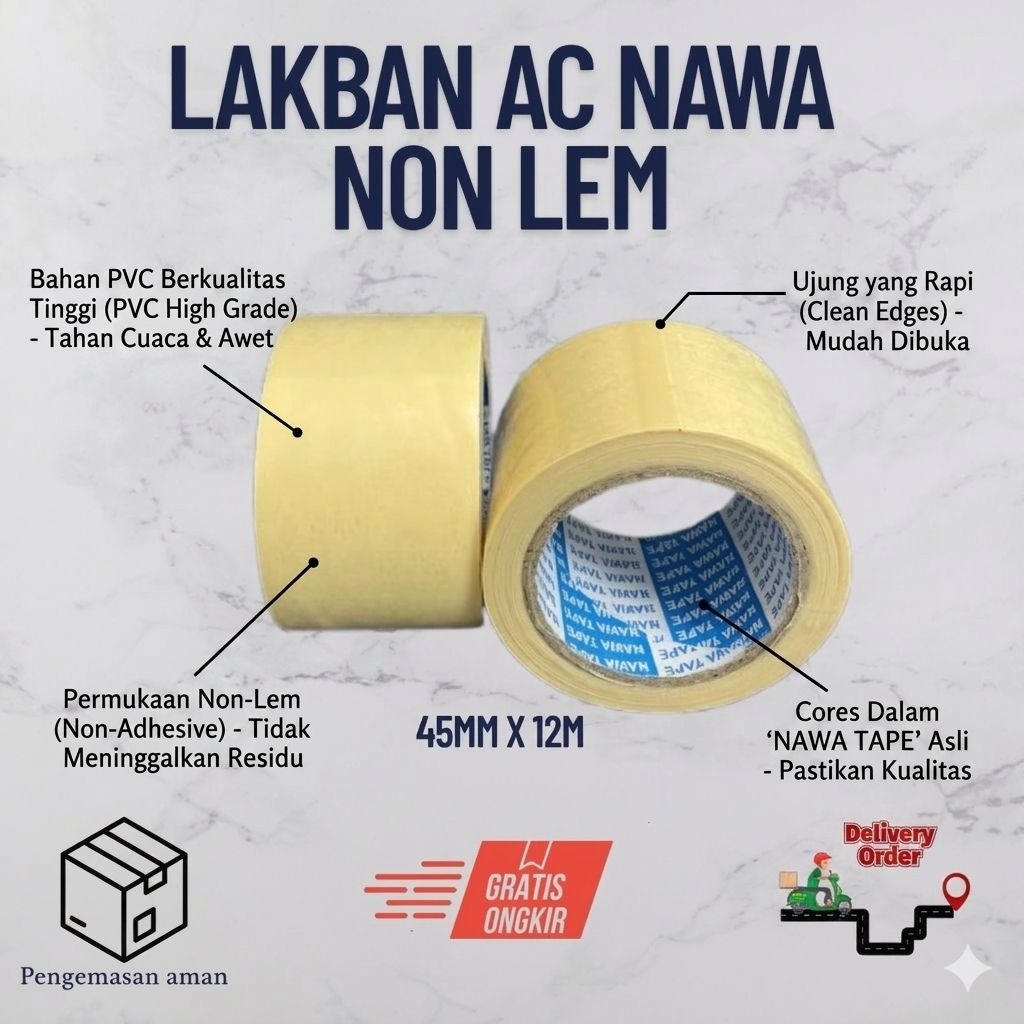 LAKBAN AC NAWA NON LEM - DUCT TAPE MERK NAWA- LAKBAN PIPA AC