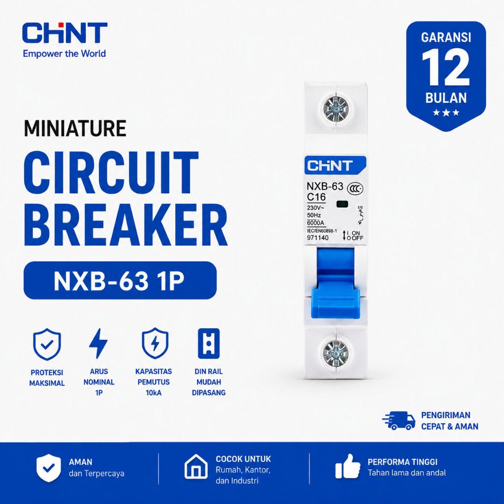 MCB CHINT NXB-63 1P 6kA (6A 10A 16A 20A 25A 32A 40A)