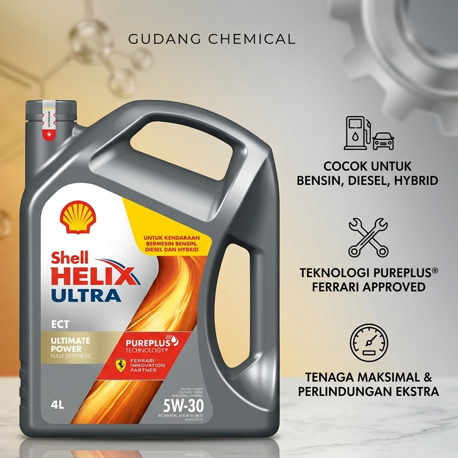 Shell Helix Ultra ECT 5W30 SQ Pureplus Fully Synthetic SAE 5W-30 New Gen [4Liter] GALON Ultimate Pow