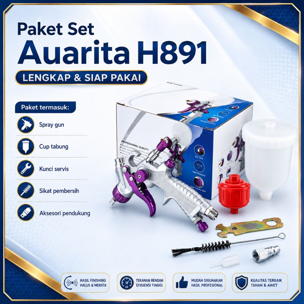 Spray Gun Auarita H891 HVLP 0.8/1.0/1.2mm Cup 250ml Automotive Painting