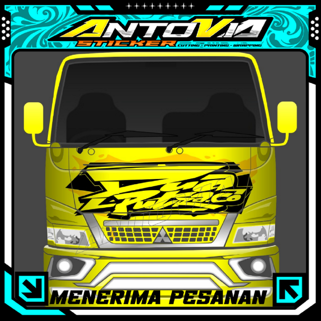 STIKER CUTTING - VARIASI KABIN DEPAN CANTER DUA PUTRA TULISAN TIMBUL DAN NYALA - BISA CUSTOM TIDAK M