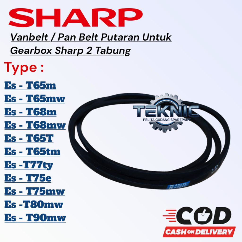 VANBELT PANBELT KARET PUTARAN GEARBOX MESIN CUCI SHARP 2 TABUNG ES-T65M T65MW T65NT T68M T68MW T65T 