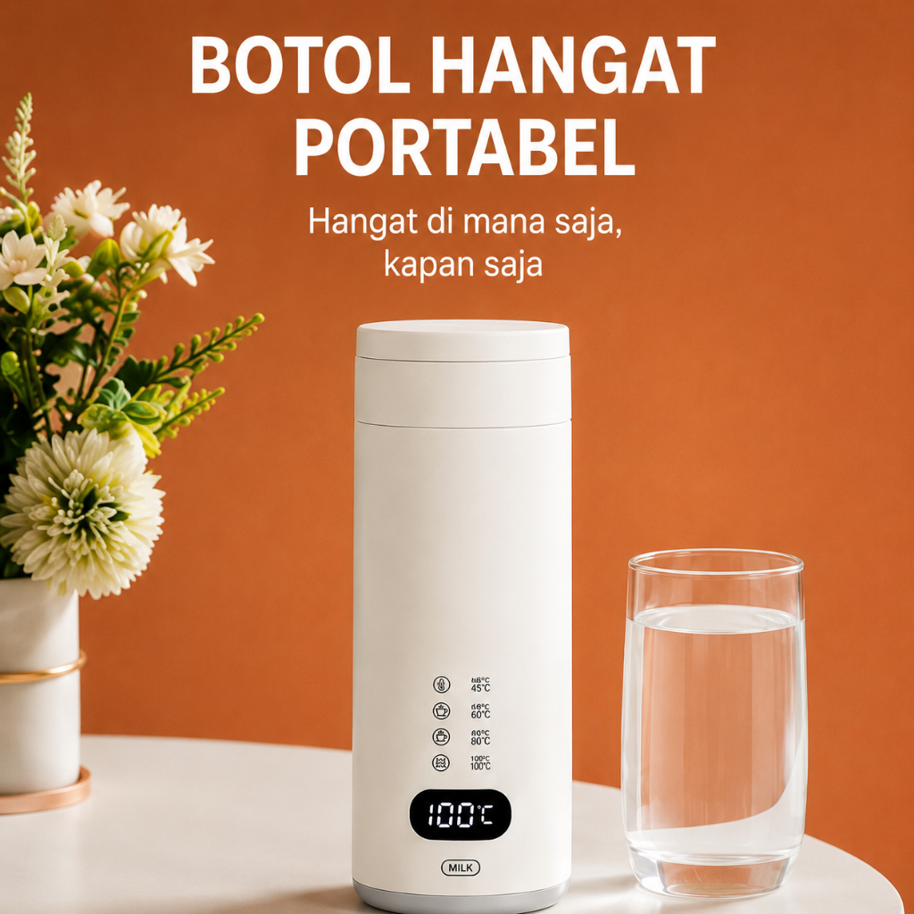 Gelas Termos Pemanas Air Elektrik Terbaru Portable Kecil Otomatis untuk Perjalanan & Kantor