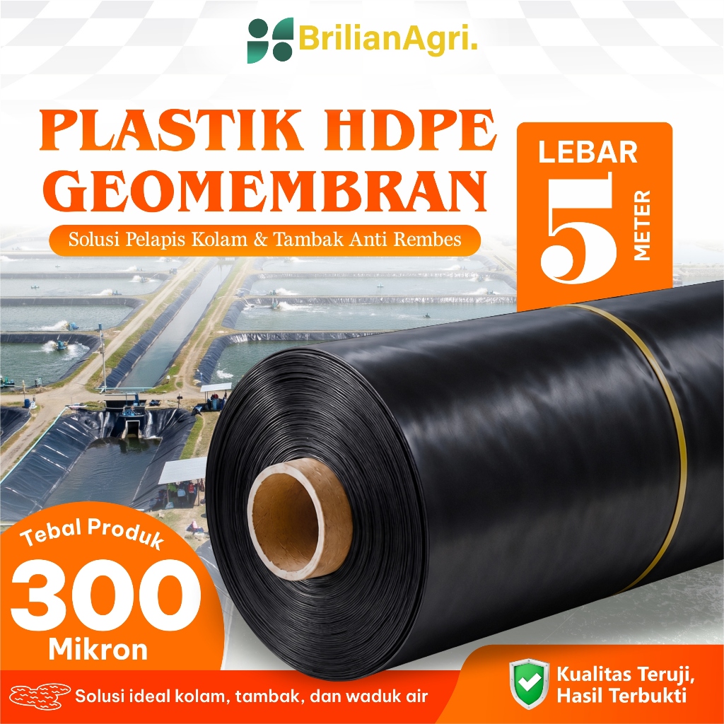 GEOMEMBRAN HDPE TEBAL 300 MICRON LEBAR 5 METER