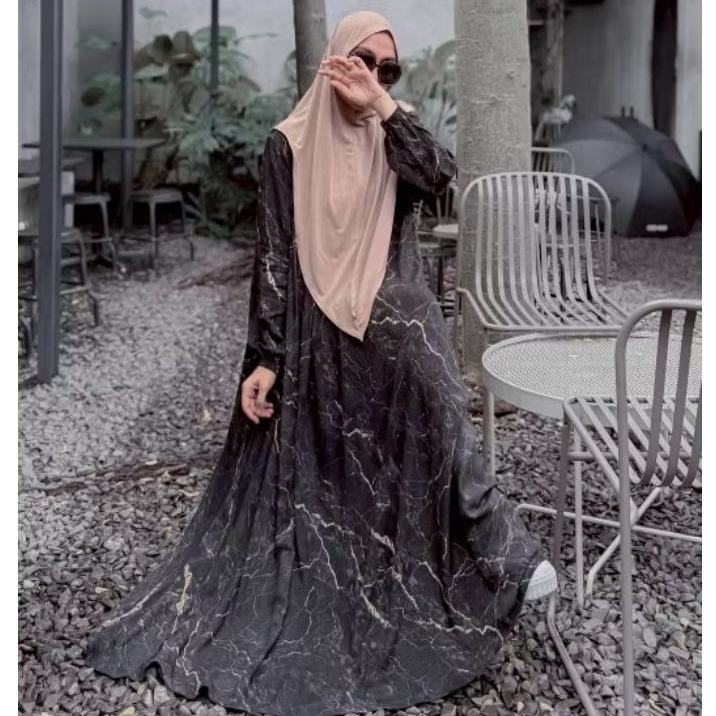 GAMIS MARBLE PATTERN BY ZAFEETRI | FREE GIFT | GAMIS KATUN | GAMIS UMROH