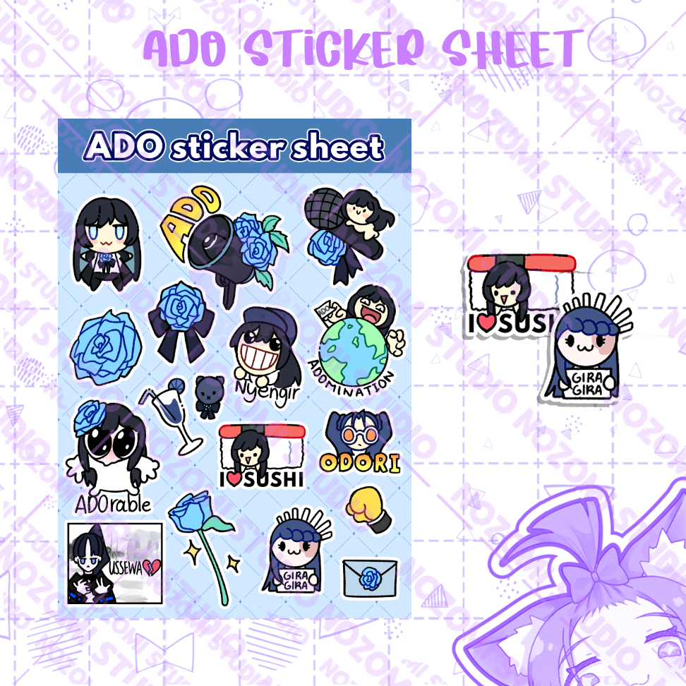 UTAITE ADO STICKERS KISS CUT SHEET A6 GLITTER