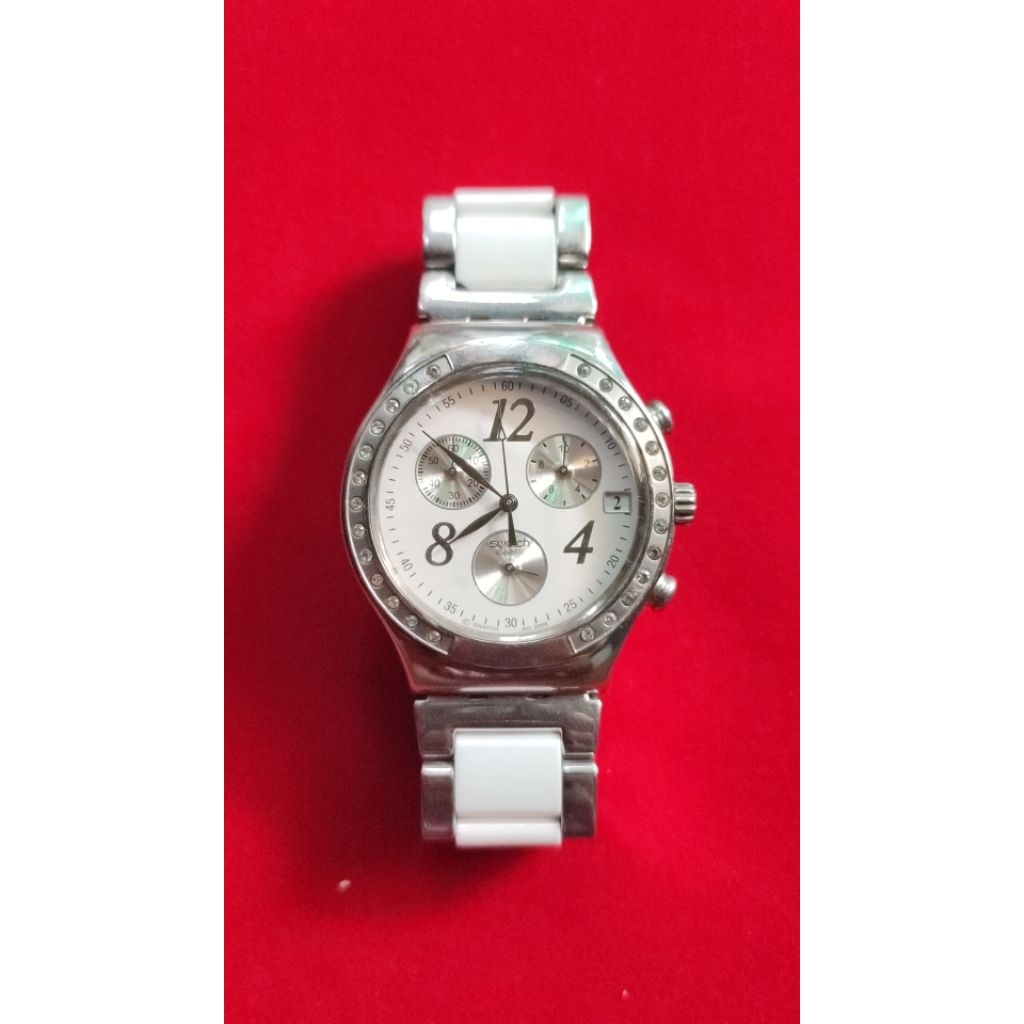 SWATCH IRONY CHRONO WATCH YCS511G DREAMWHITE 100% Original