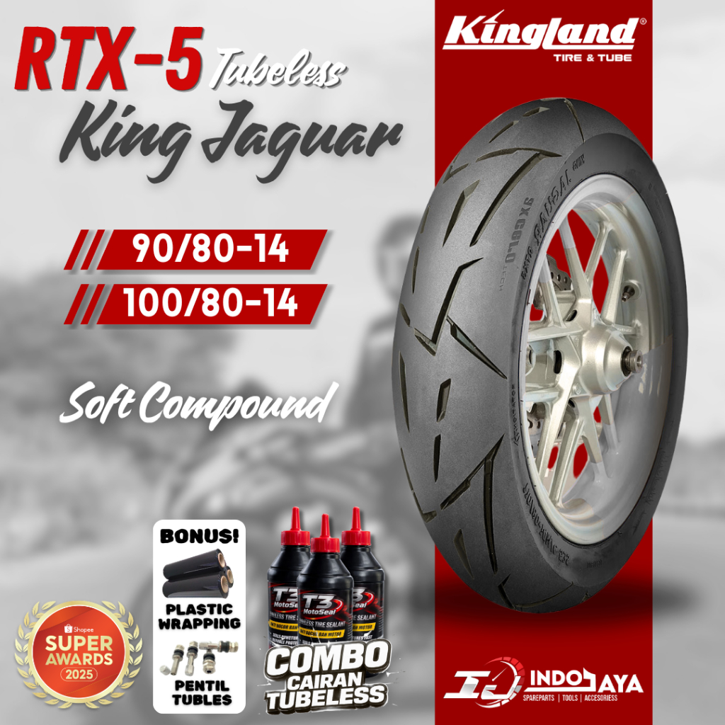 [FREE PENTIL] BAN TUBELESS SOFT COMPOUND KINGLAND RING 14 RTX5 ( 90/80-14 / 100/80-14 ) BAN DEPAN BE