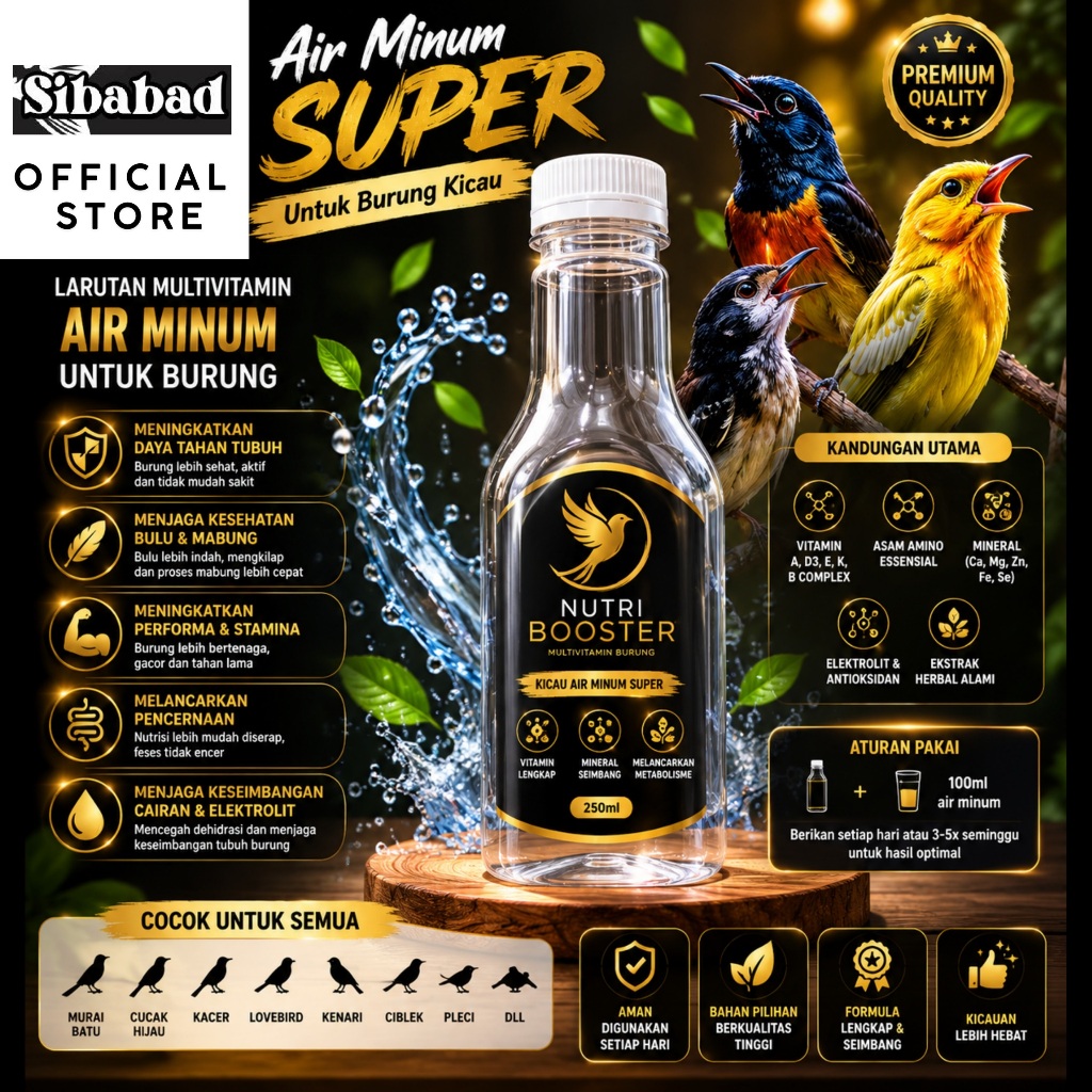 Sibabad - AIR SAKTI BURUNG Nutri Booster Larutan Burung Air Minum Khusus Burung Kicau Vitamin Obat D