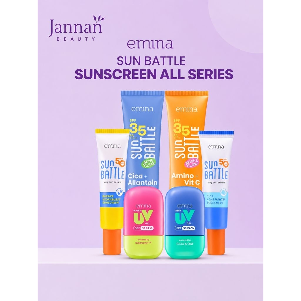 EMINA Sun Battle Sunscreen Series || Sunscreen Emina|| Sunscreen Remaja || Moisturizer Emina || Tone