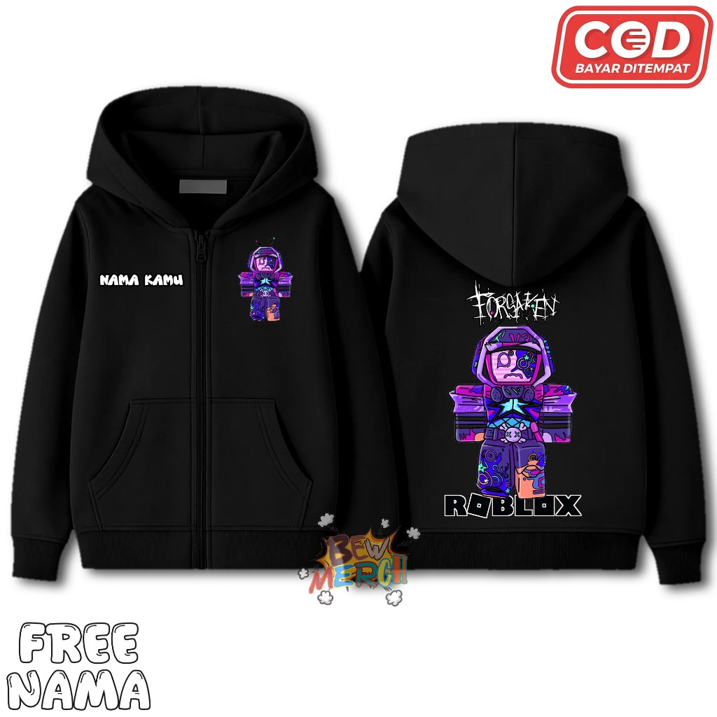 Jaket Hoodie Anak Roblox Forsaken / Hoodie Zipper Anak Roblox Forsaken / Free Nama