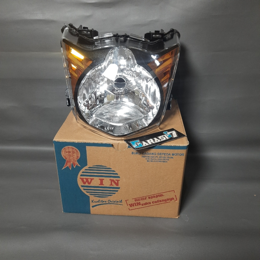 Win Headlamp Lampu Depan Beat Karbu Custom Smoke Oren Hitam Chrom Reflektor