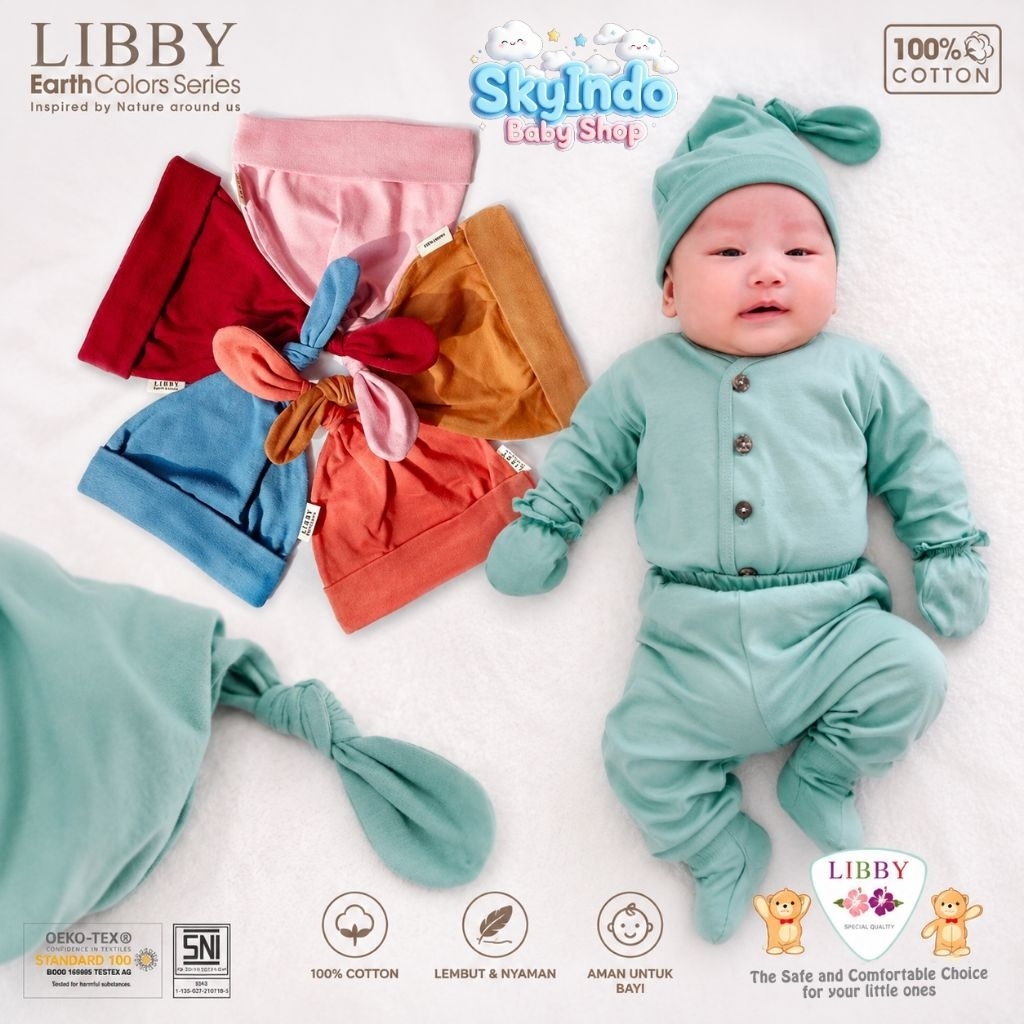 Libby Topi Bayi Polos | Newborn | Boy & Girl | Earth Colors Series ( B )