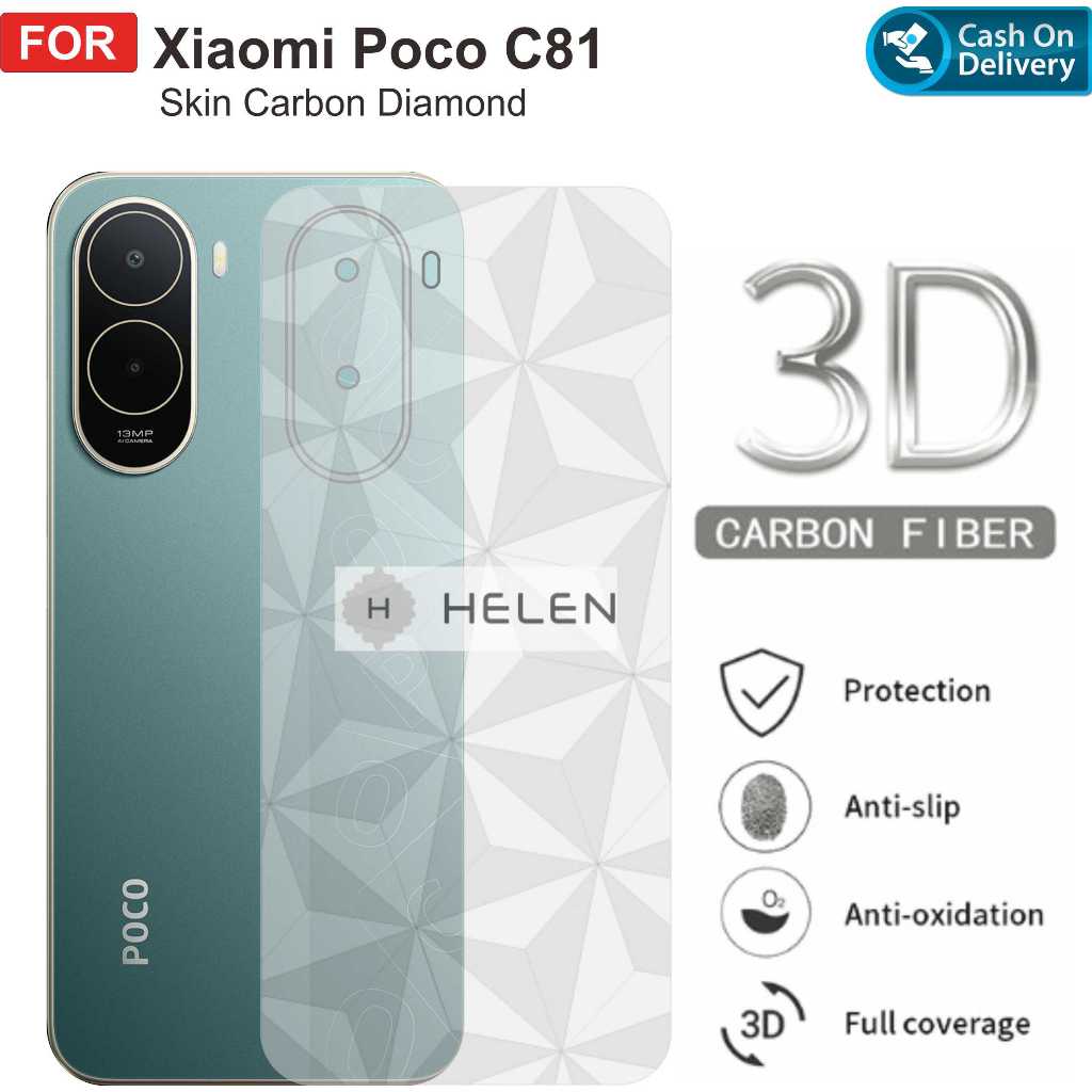 Skin Carbon Xiaomi Poco C81 / Poco C81 Pro Motif Diamond 3D Garskin Belakang