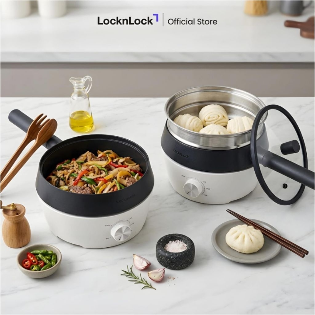Panci Listrik LocknLock Alat Masak Serbaguna 4 in 1 (2 Liter)