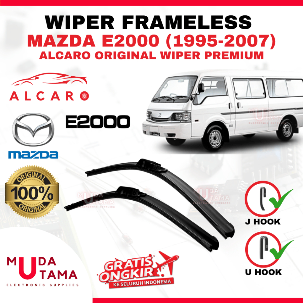 Wiper Frameless MAZDA E2000 1995 s/d 2007 Original Alcaro - Sapu Kaca MAZDA E2000 - Wiper MAZDA E200