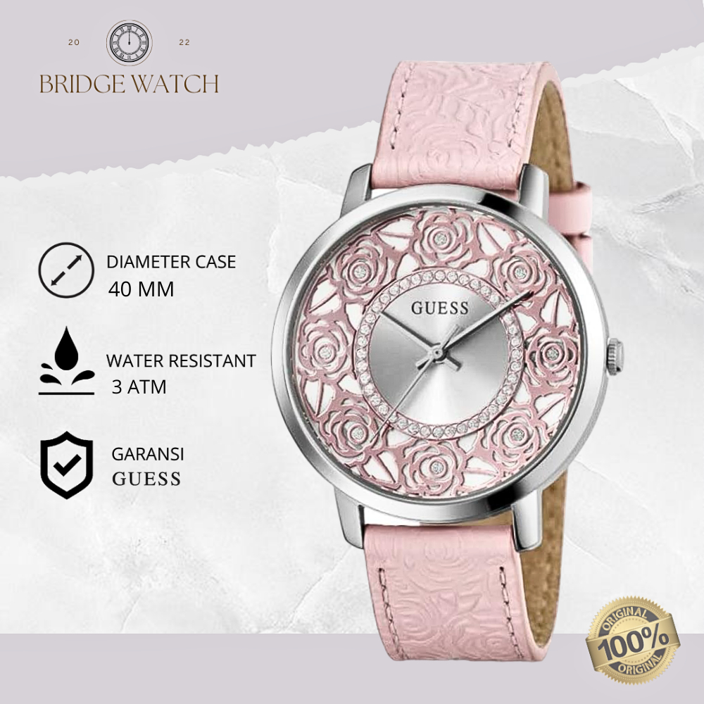 Jam Tangan Wanita Guess GW0529L1 Dahlia Original Pink Leather Casual