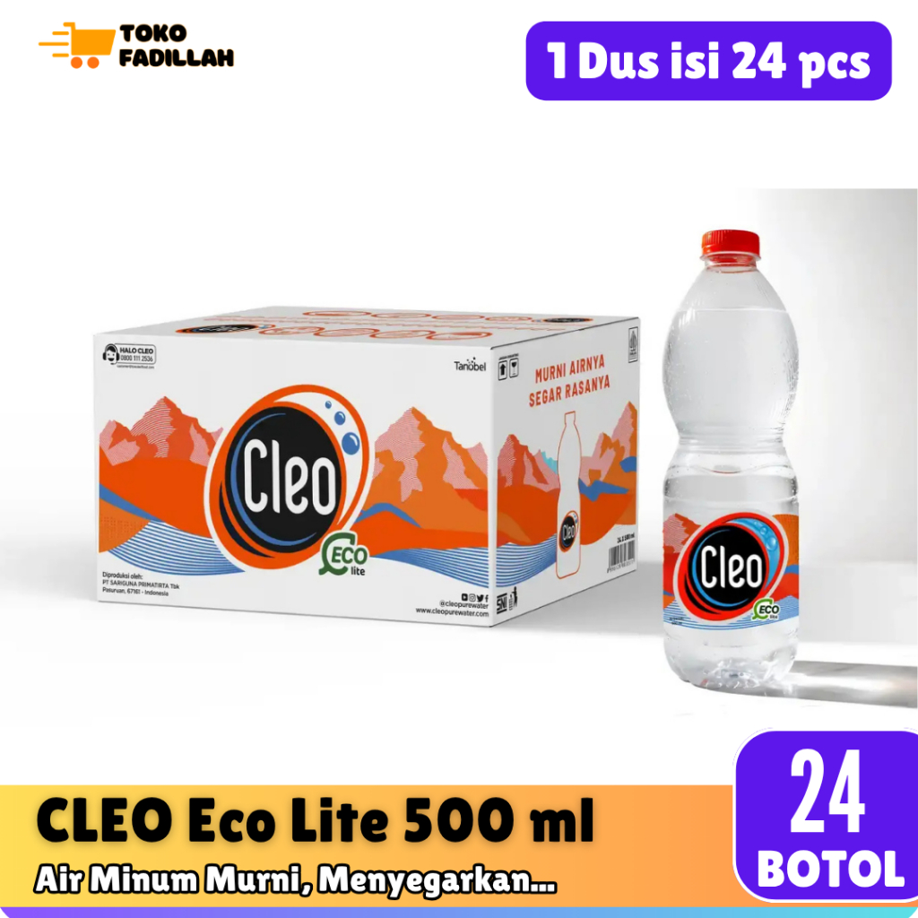CLEO Air Minum Murni 500ml x 24 Botol [1 Dus] - Eco Lite Design