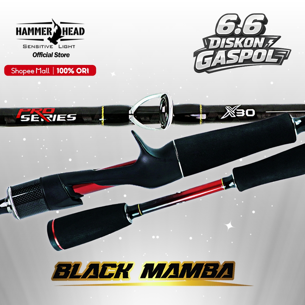 HAMMER HEAD Joran Pancing Baitcasting BLACK MAMBA Pro Series 180cm - 210cm X30 Carbon Blank Construc