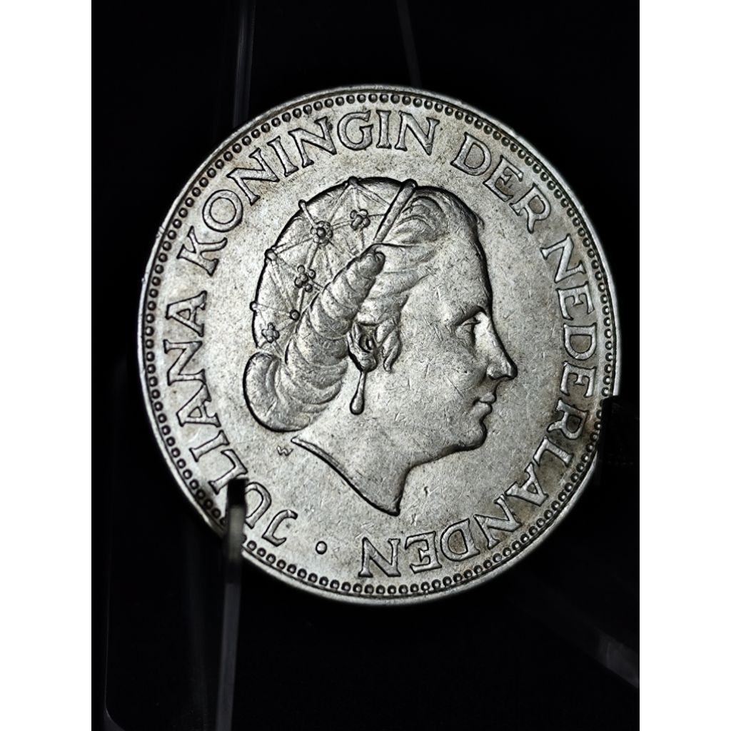 koin perak kuno asli 2 1/2 gulden juliana 1962